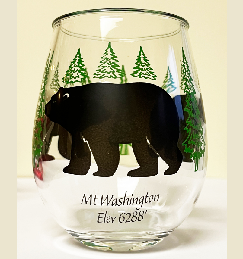 Mt. Washington New Hampshire White Mountains Engraved Crystal Stemless Wine  Glass 1 Single Wine Glass 